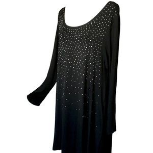 BLACK DRESS WITH SIVER SPARKLY STUDS ON FRONT, BUTTERY SOFT